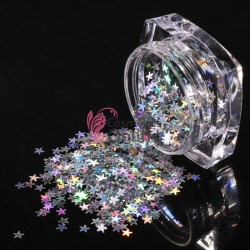 Decor pentru unghii NADP046HH Paiete cu stelute PS014 Argintii cu Reflexii 2mm